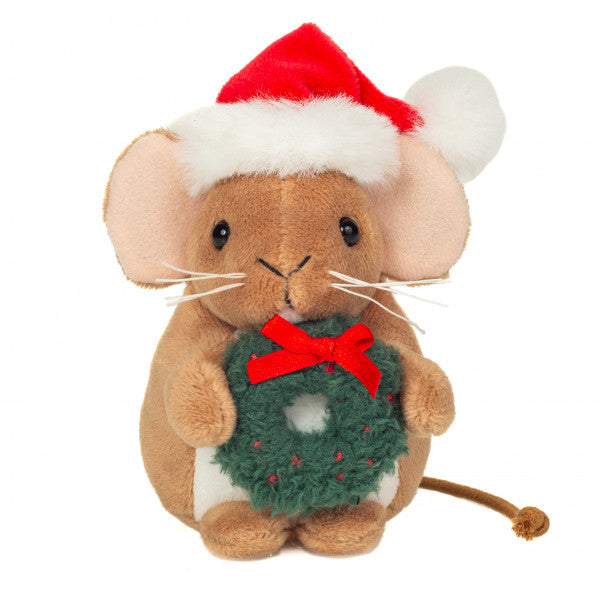 Small Christmas Mouse with Wreath